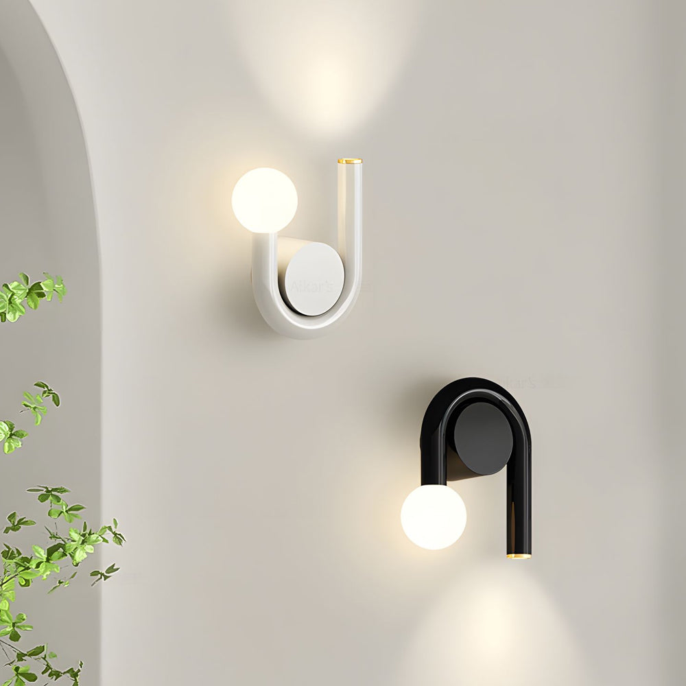 Modern U-shaped Line 2-Light Wall Sconce - Black/White - Dazuma.us