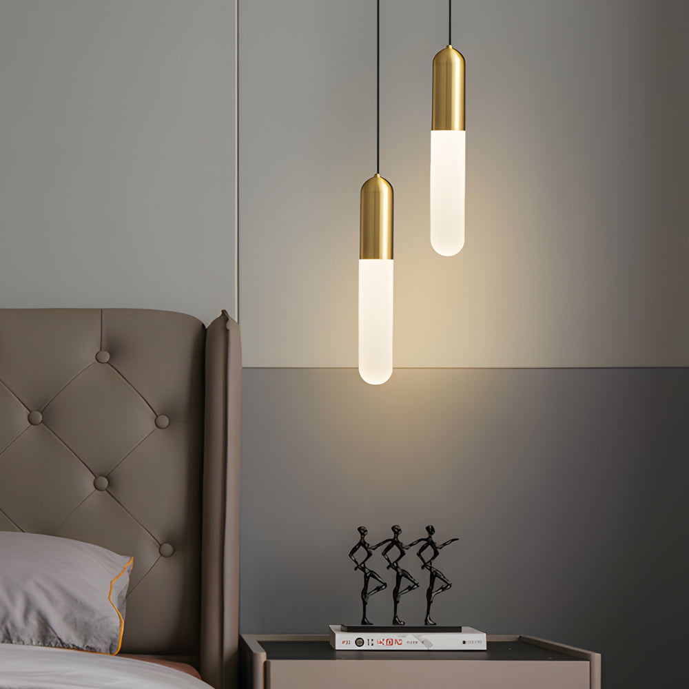 Long Copper Acrylic 3 Step Dimming Modern Pendant Lights Hanging Lamp - Dazuma