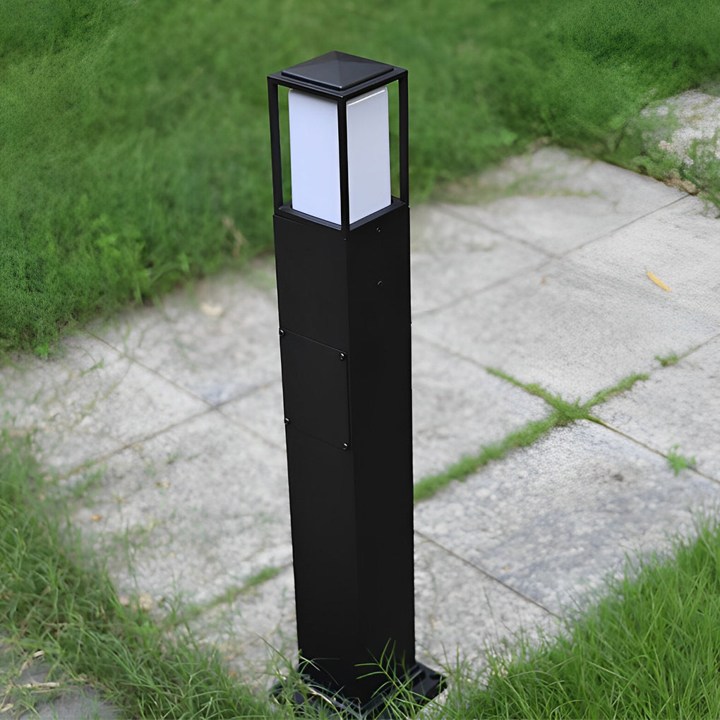 31.49 Inch High Black Aluminum Bollard Path Lights Elegant Square Outdoor Lighting