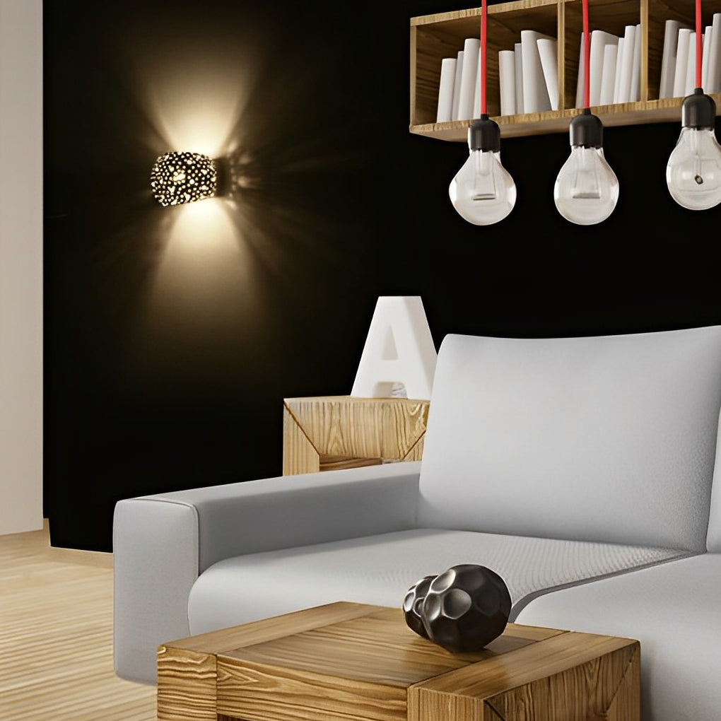 Round Creative Hollow LED up and down Lighting White Nordic Wall Lamp