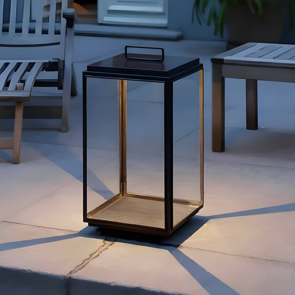 11 In. H Glass LED Waterproof Hardwired Portable Outdoor Lanterns - Dazuma