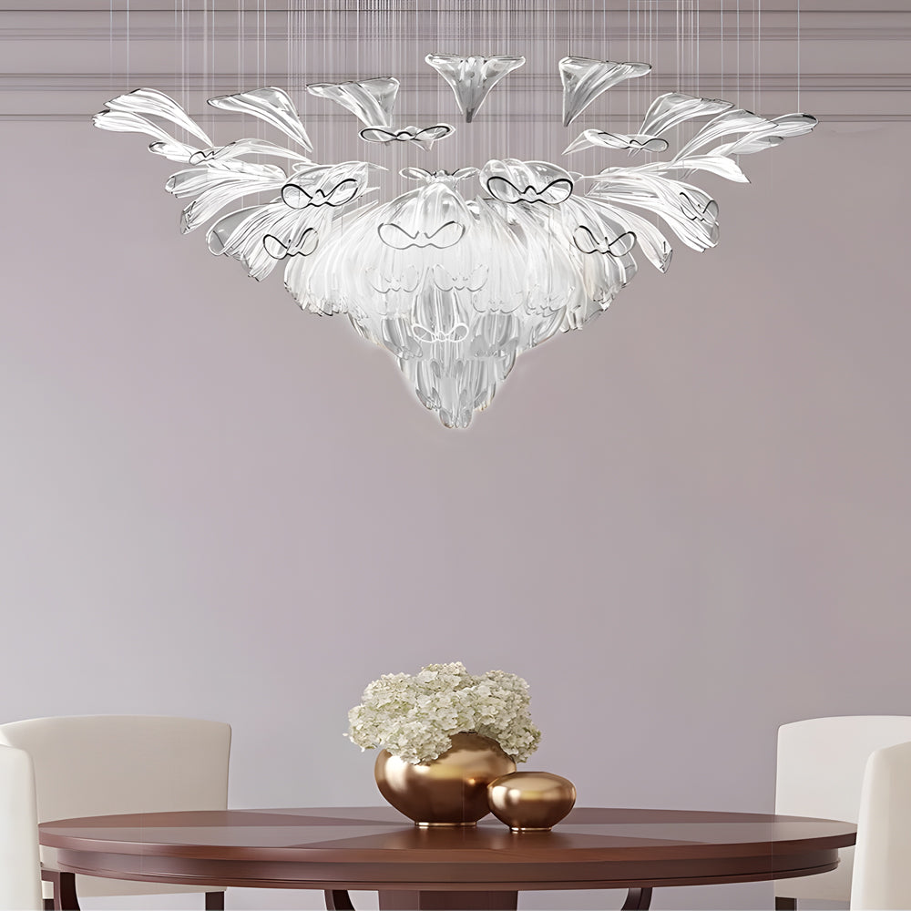 Luxury Flowers Handcrafted Art Glass 3 Step Dimming Modern Chandelier
