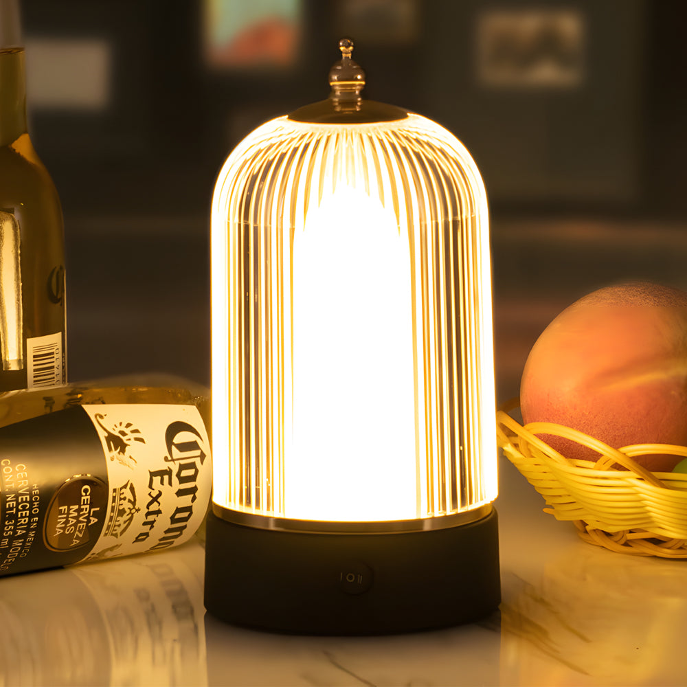 Portable Birdcage Flame Light LED 3 Step Dimming Rechargeable Table Lamp Bar Night Light Desk Lamp for Hotel Restaurant - Dazuma