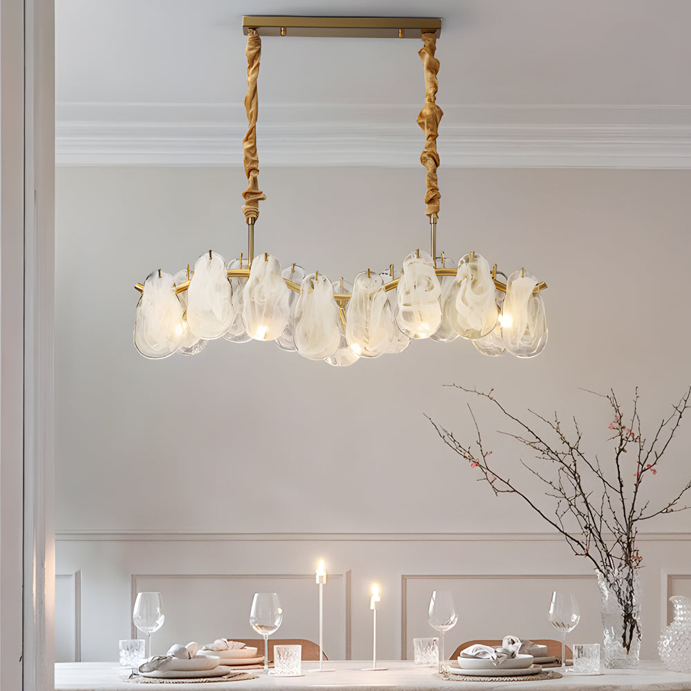 Round Long Wave Glass Clouds 3 Step Dimming Luxury French Style Chandelier - Dazuma