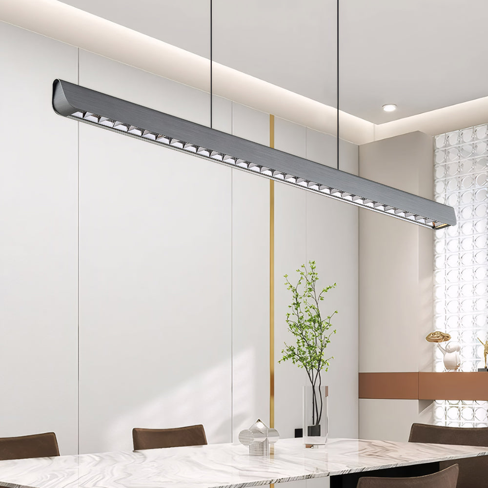 Long Linear Brushed Aluminum LED Island Pendant Lamp - Dazuma