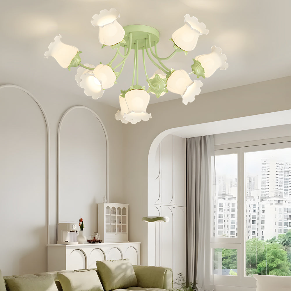 10 White Flowers 3 Step Dimming Creative Modern Ceiling Light Fixture - Dazuma