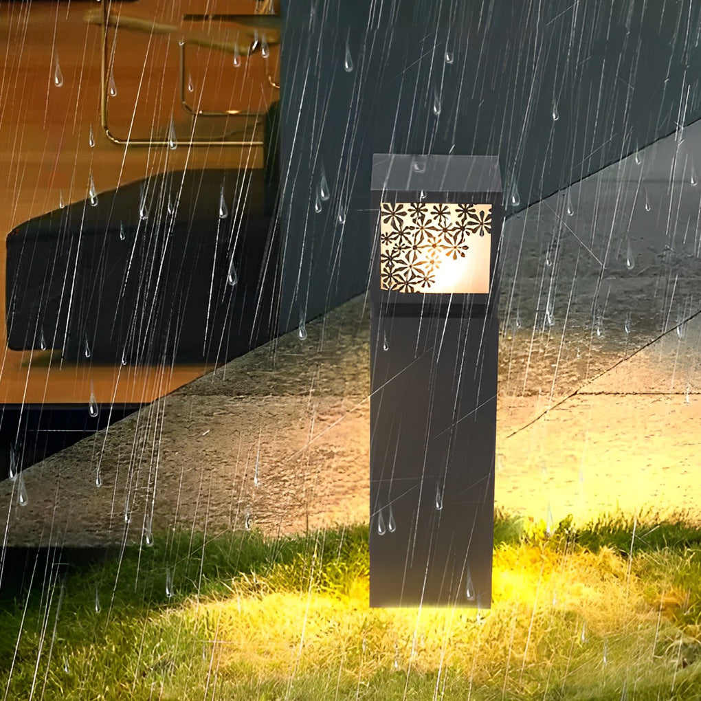 Elegant Snowflake Solar LED Bollard Light Modern Outdoor Waterproof Lawn Lamp
