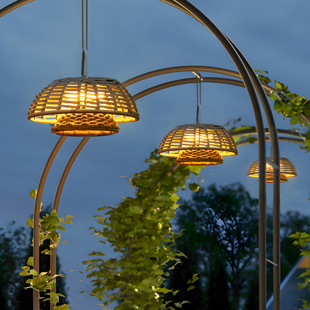 Decorative Ropes Rattan Waterproof LED Modern Solar Outdoor Chandelier - Dazuma