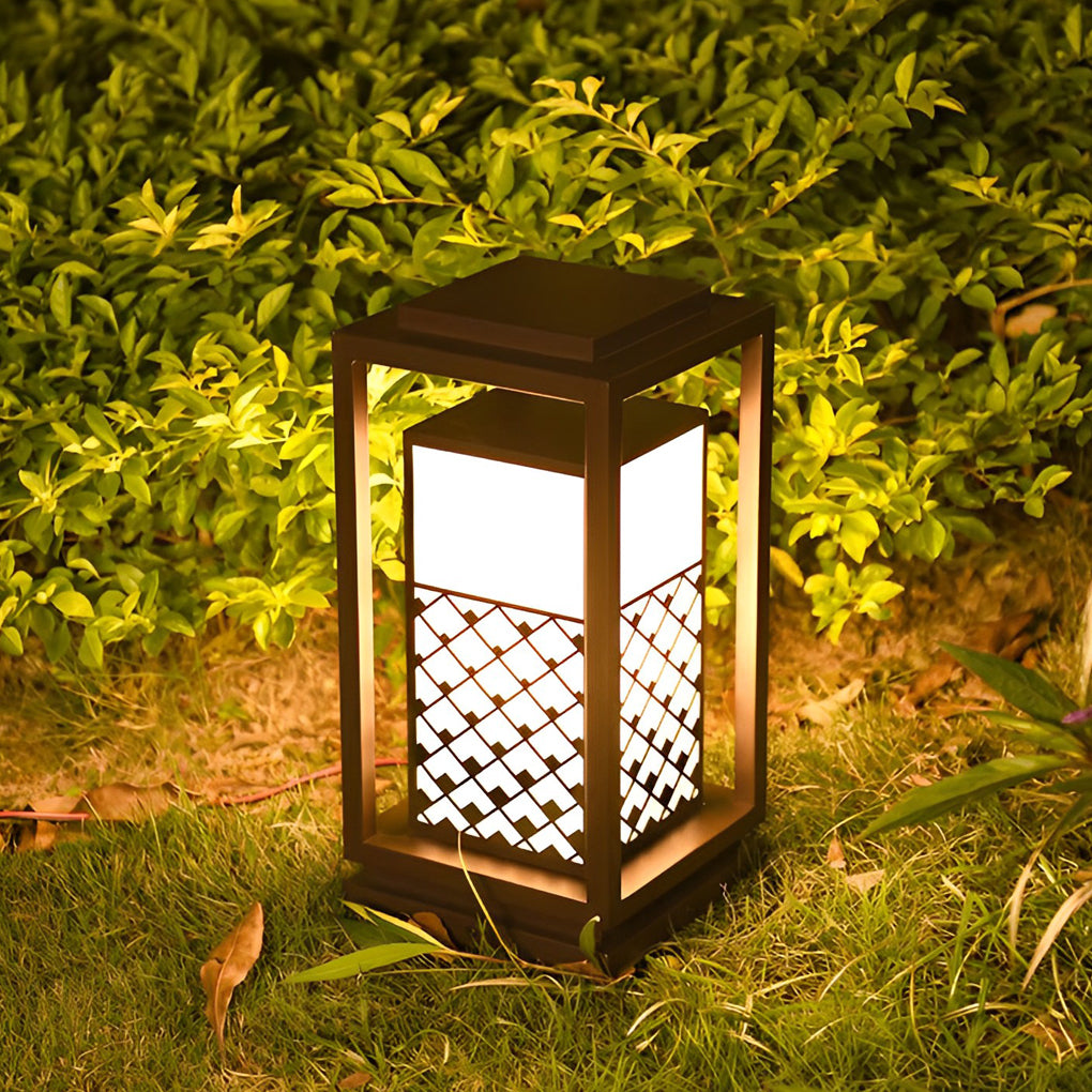 Retro Lantern Waterproof LED Black Modern Outdoor Lawn Lamp Solar Lights - Dazuma