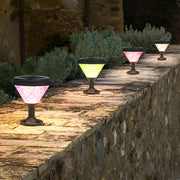 Round Waterproof Colorful Gradient Modern Solar Fence Post Lights - Dazuma