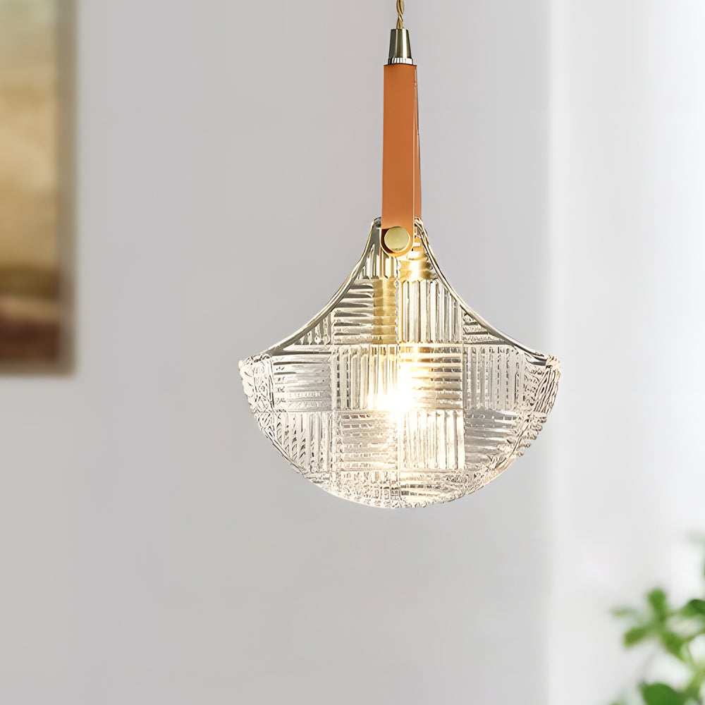 Glass Woven Texture Bag Creative Leather Copper Modern Pendant Lamp