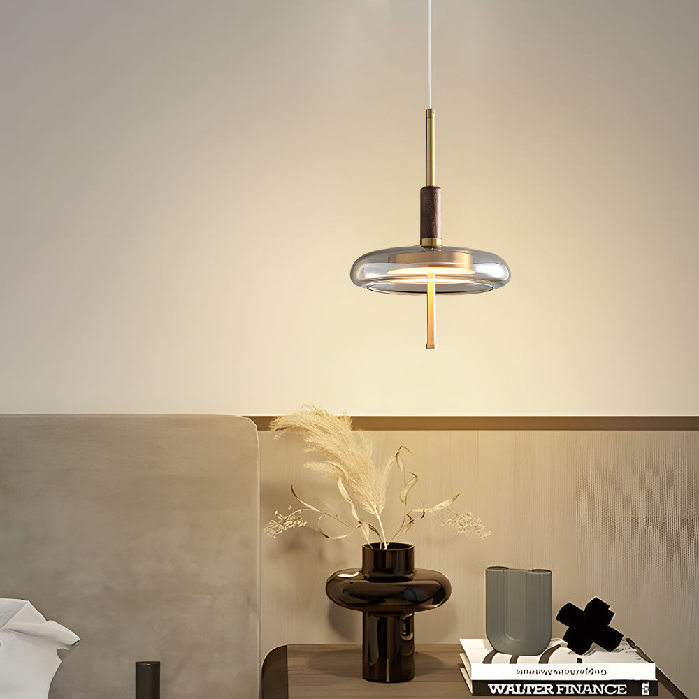 Minimalist Luxury Glass Wood Brass 3 Step Dimming Nordic Pendant Lights - Dazuma