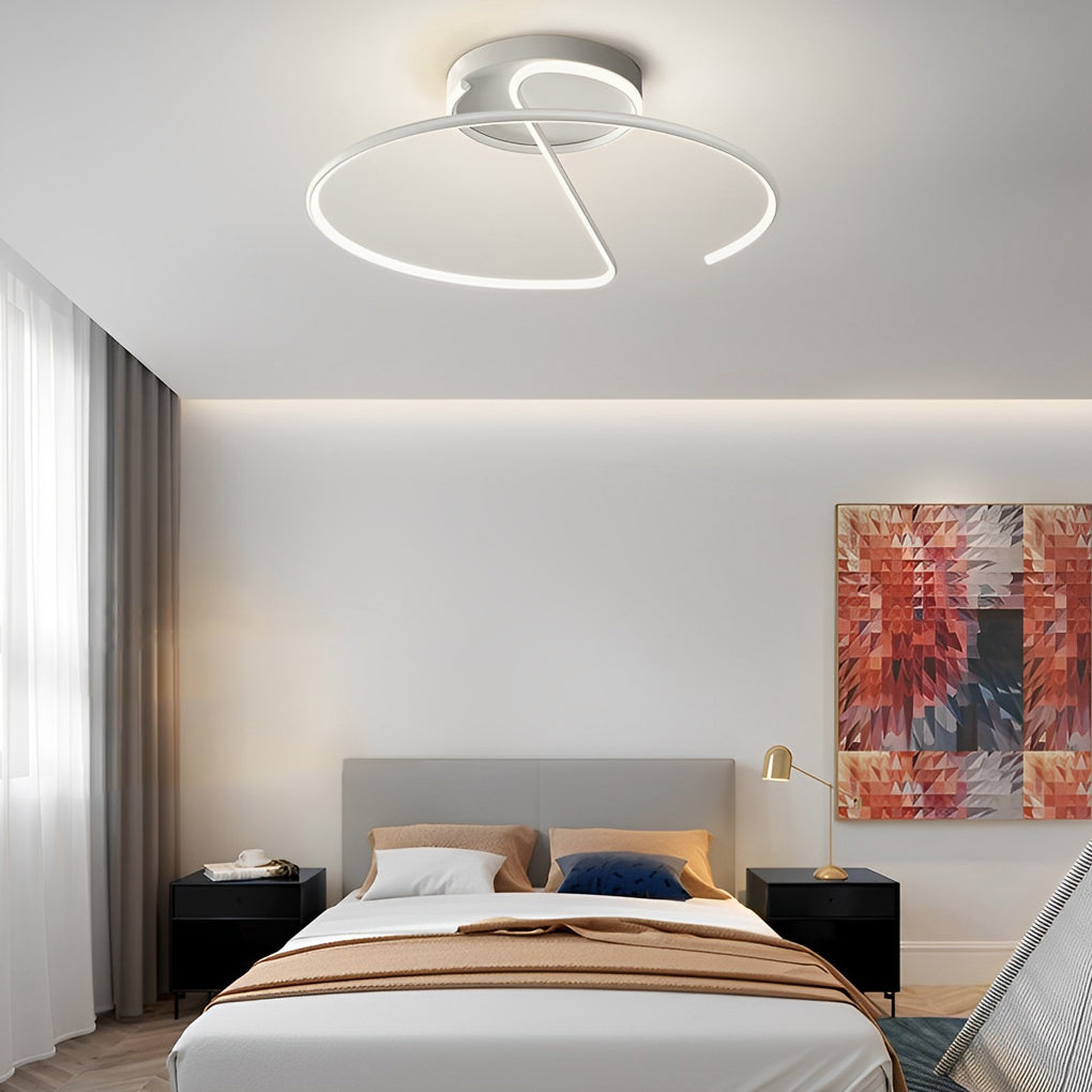 Semi Circle Streamlined Metal Dimmable LED Modern Ceiling Light Fixture