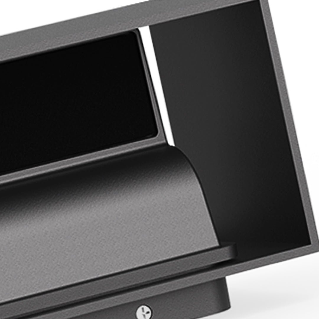 Modern black rectangular LED wall light with integrated sensor and sleek minimalist design