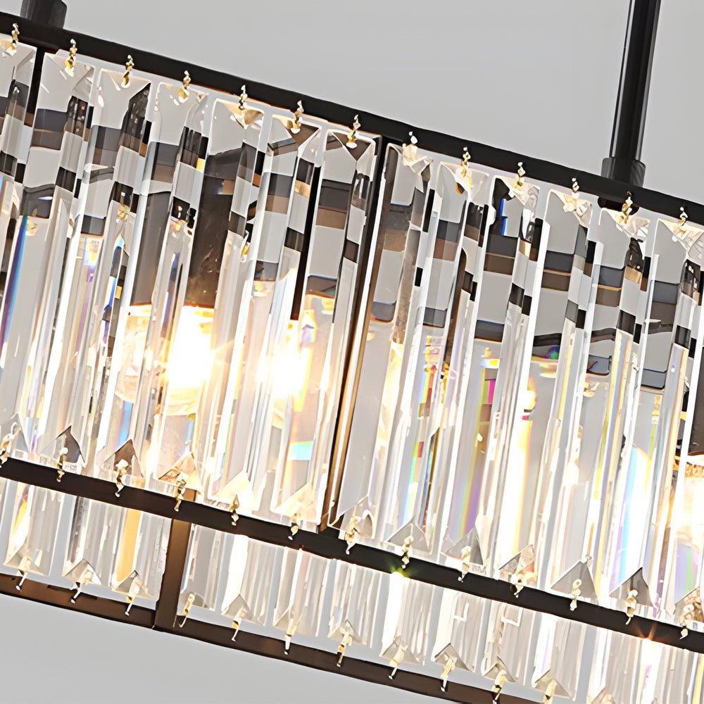 4 - Light Dimmable Kitchen Island Crystal Rectangle Chandelier
