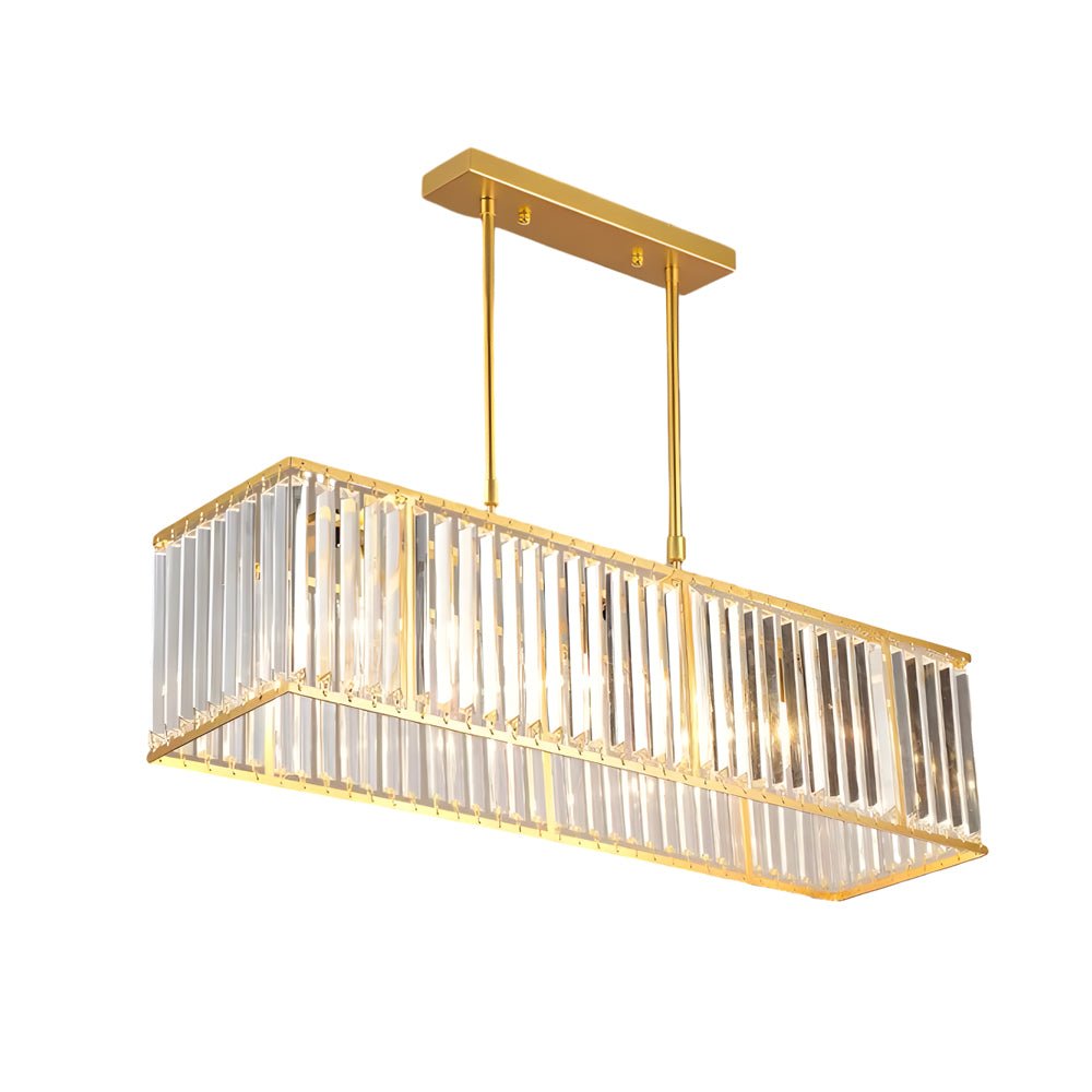 4 - Light Dimmable Kitchen Island Crystal Rectangle Chandelier