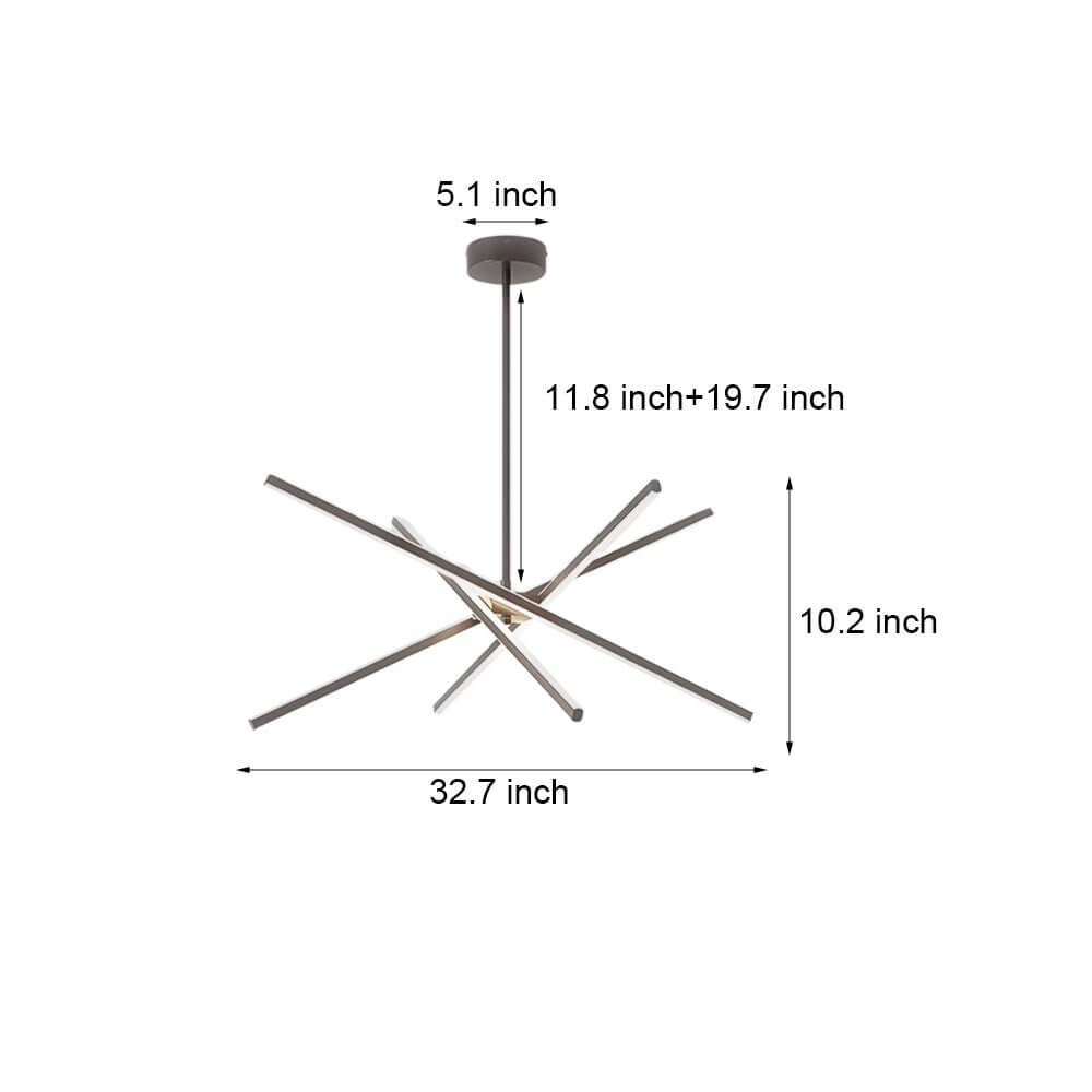 4 - Light Dimmable LED Sputnik Linear Chandelier