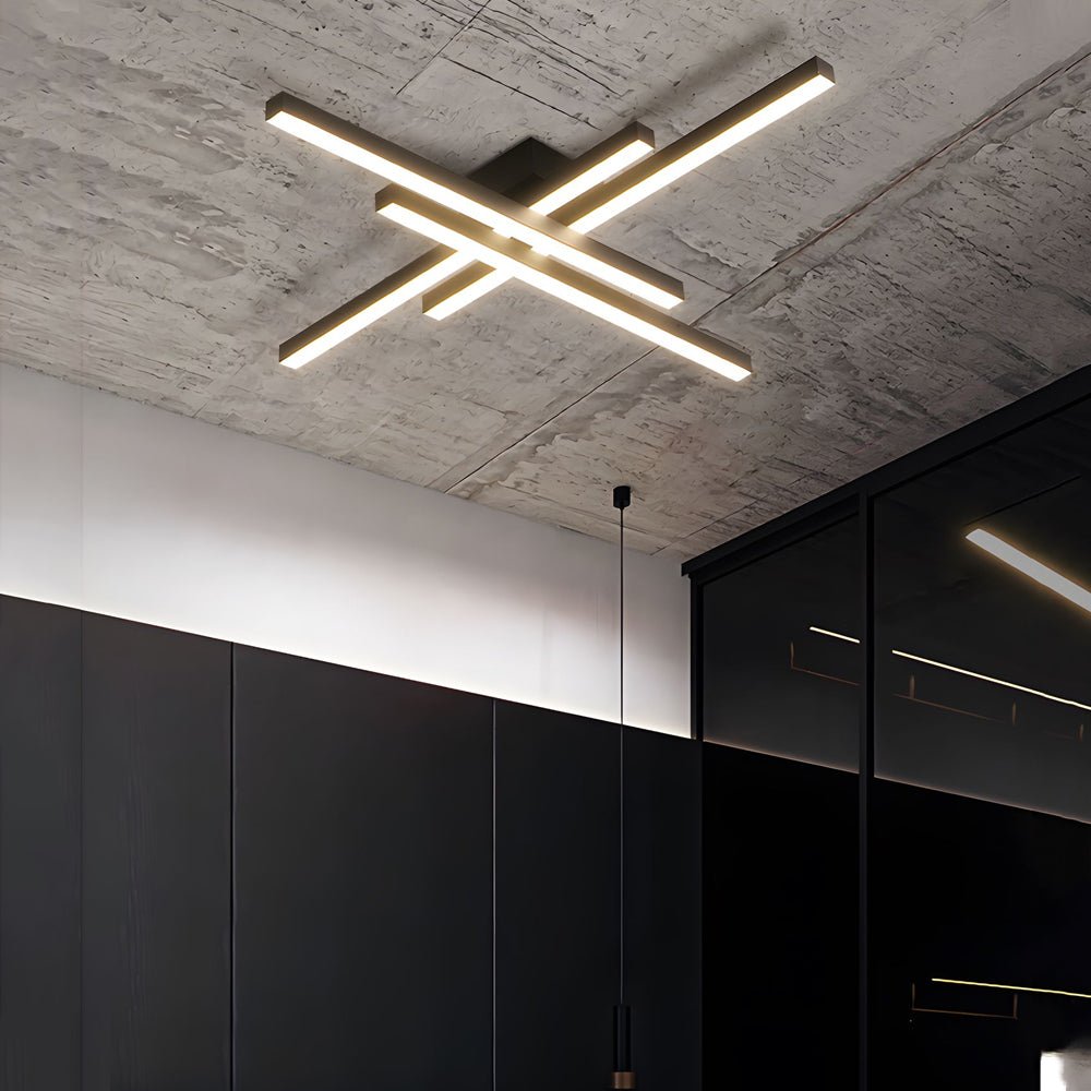 4 - Light Modern Linear Parallax Ceiling Lamp LED Flush Mount Ceiling Light