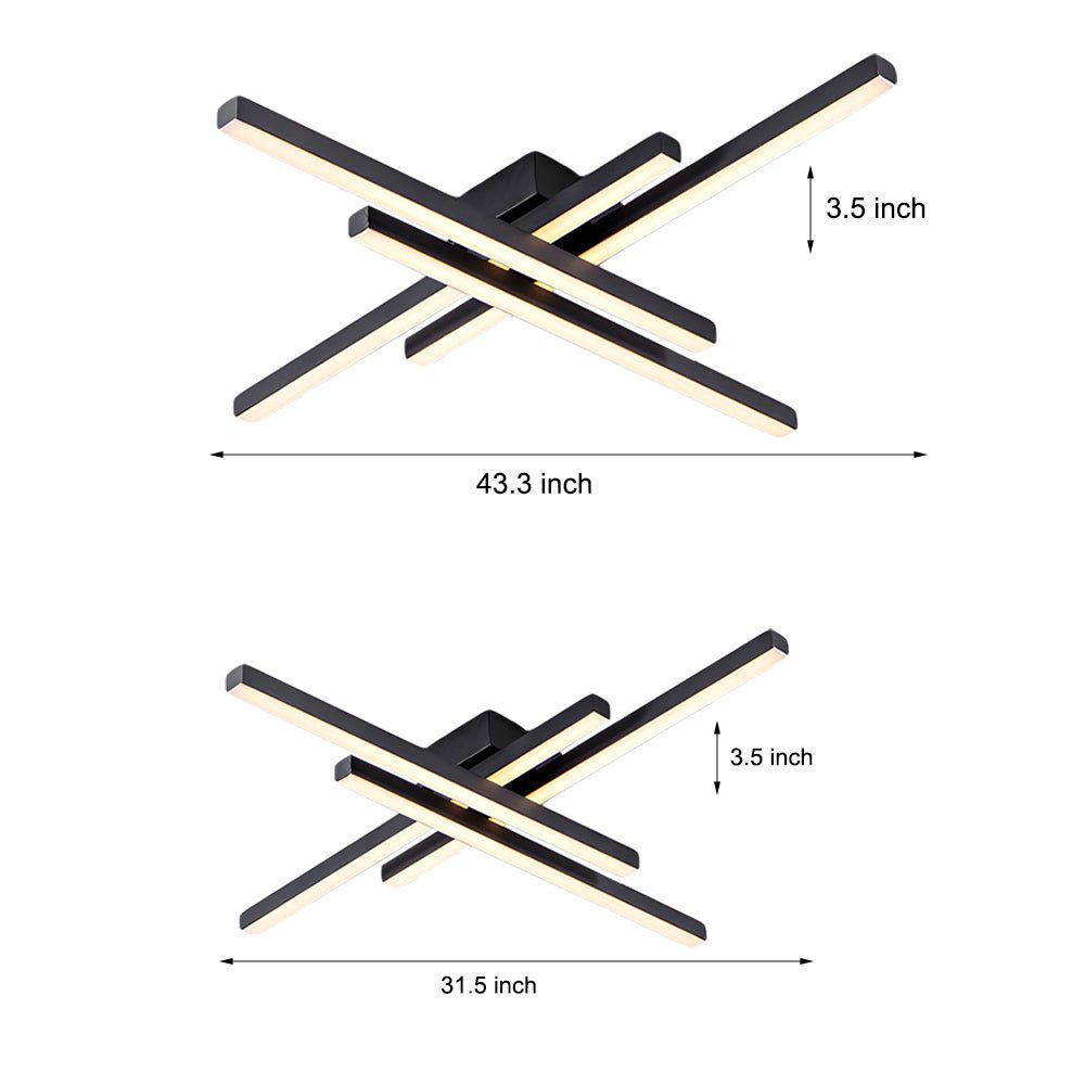 4 - Light Modern Linear Parallax Ceiling Lamp LED Flush Mount Ceiling Light