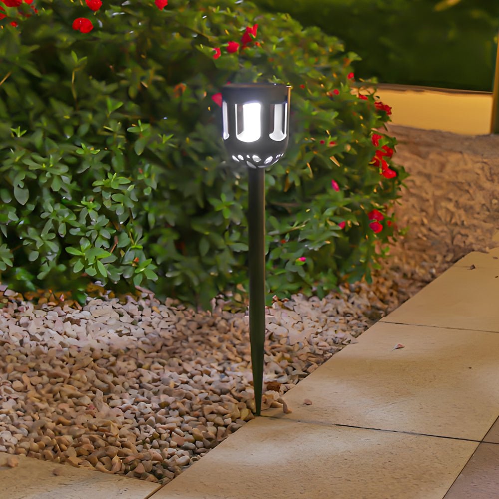 Light Path Led 4-Pack Modern Black Solar LED Outdoor Path Light Set - Dazuma