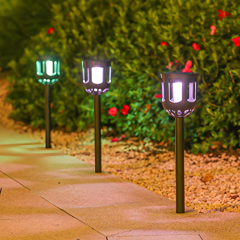 4 - Pack Modern Black Solar LED Outdoor Path Light Set