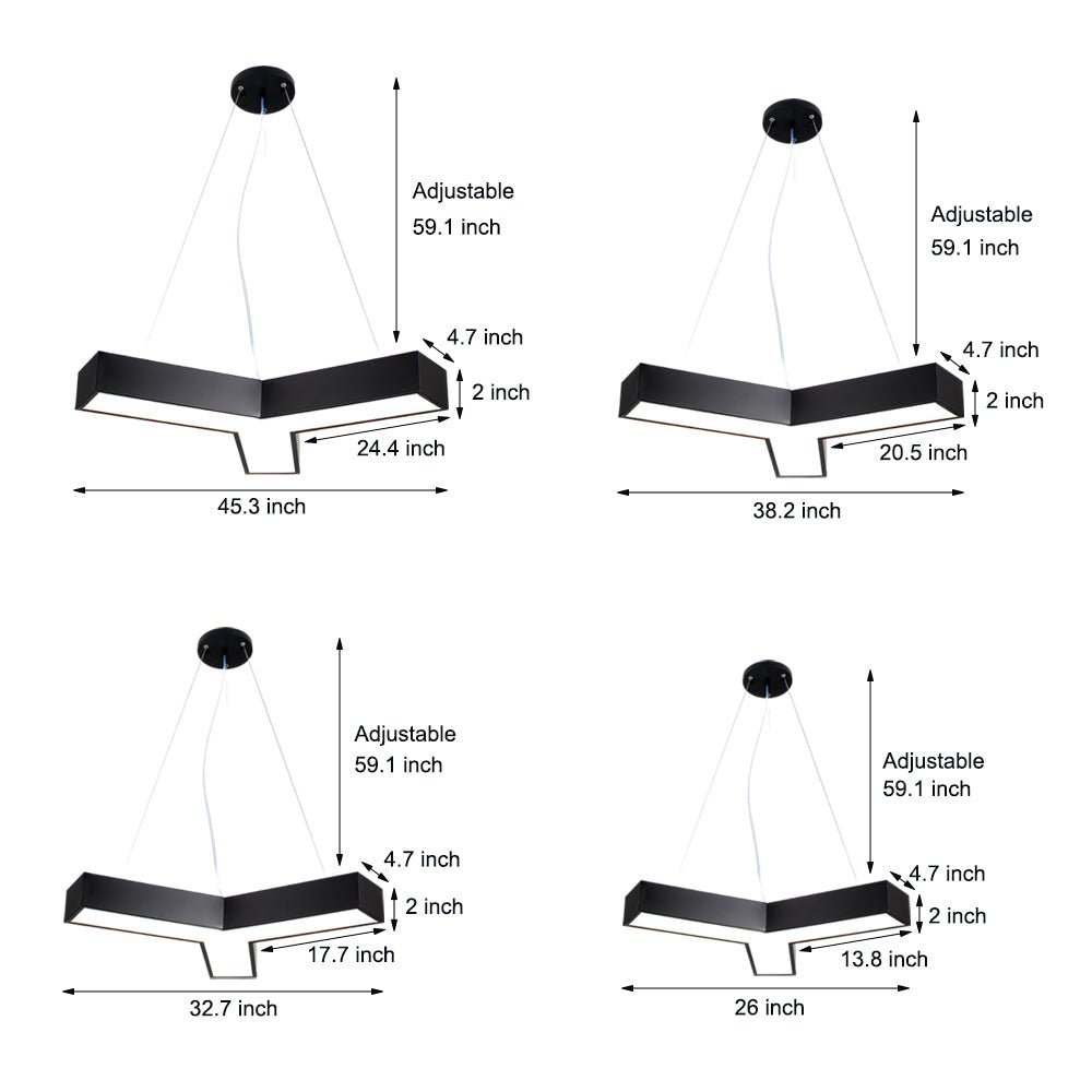 4 Pcs Modern Seamless Y - Shaped Linear LED Office Pendant Lights