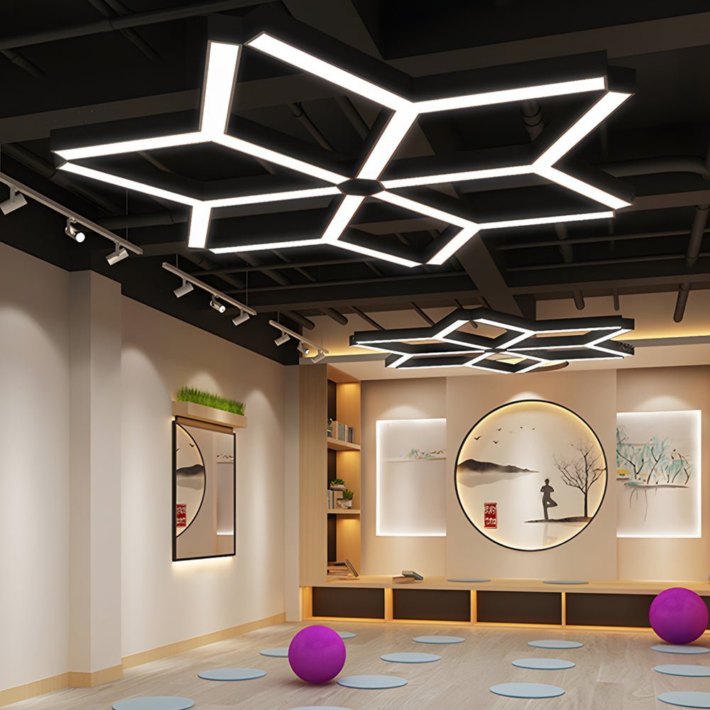 4 Pcs Modern Seamless Y - Shaped Linear LED Office Pendant Lights