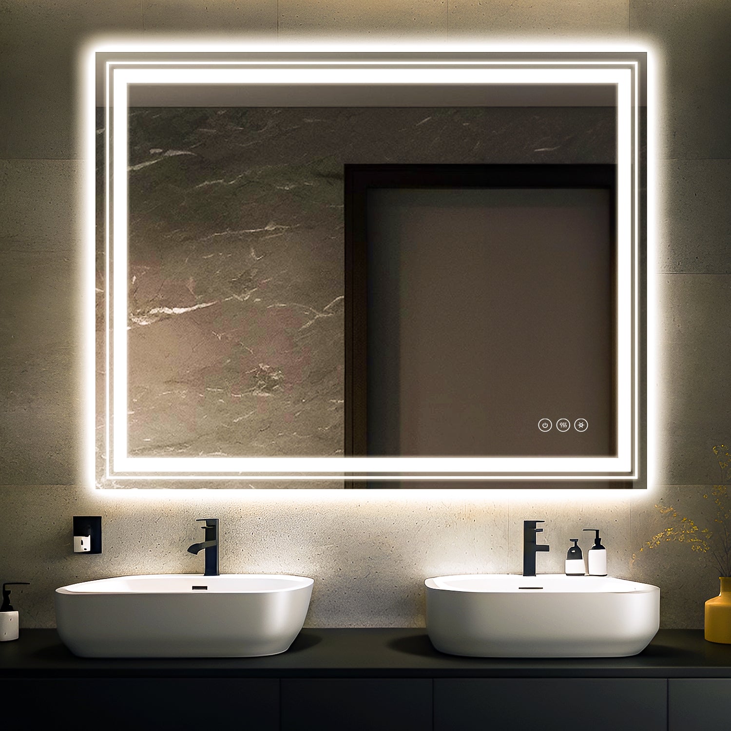 36 x 30 Inch LED Dimmable Memory Touch Bathroom Vanity Mirrors - Dazuma