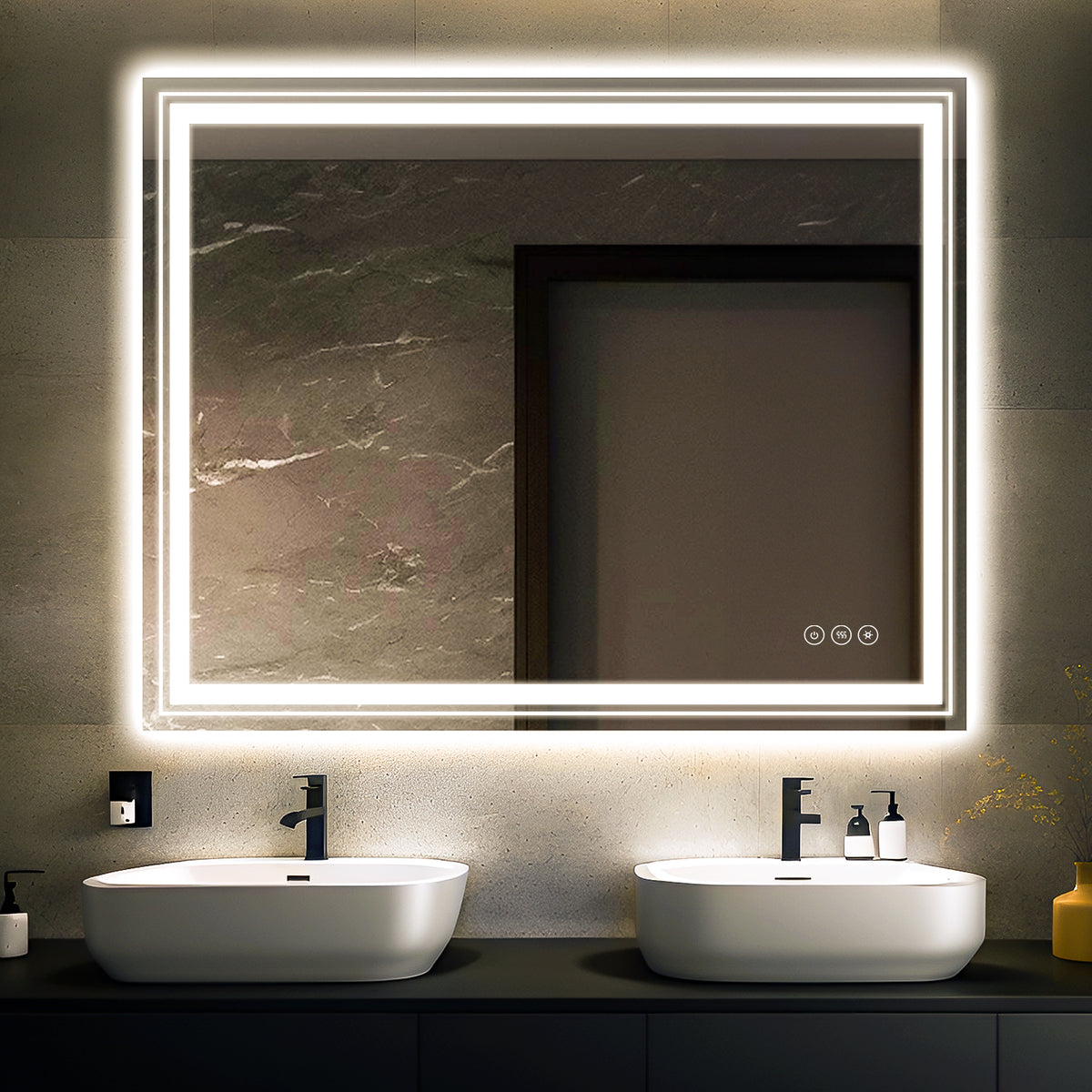 36 x 30 Inch LED Dimmable Memory Touch Bathroom Vanity Mirrors | Dazuma