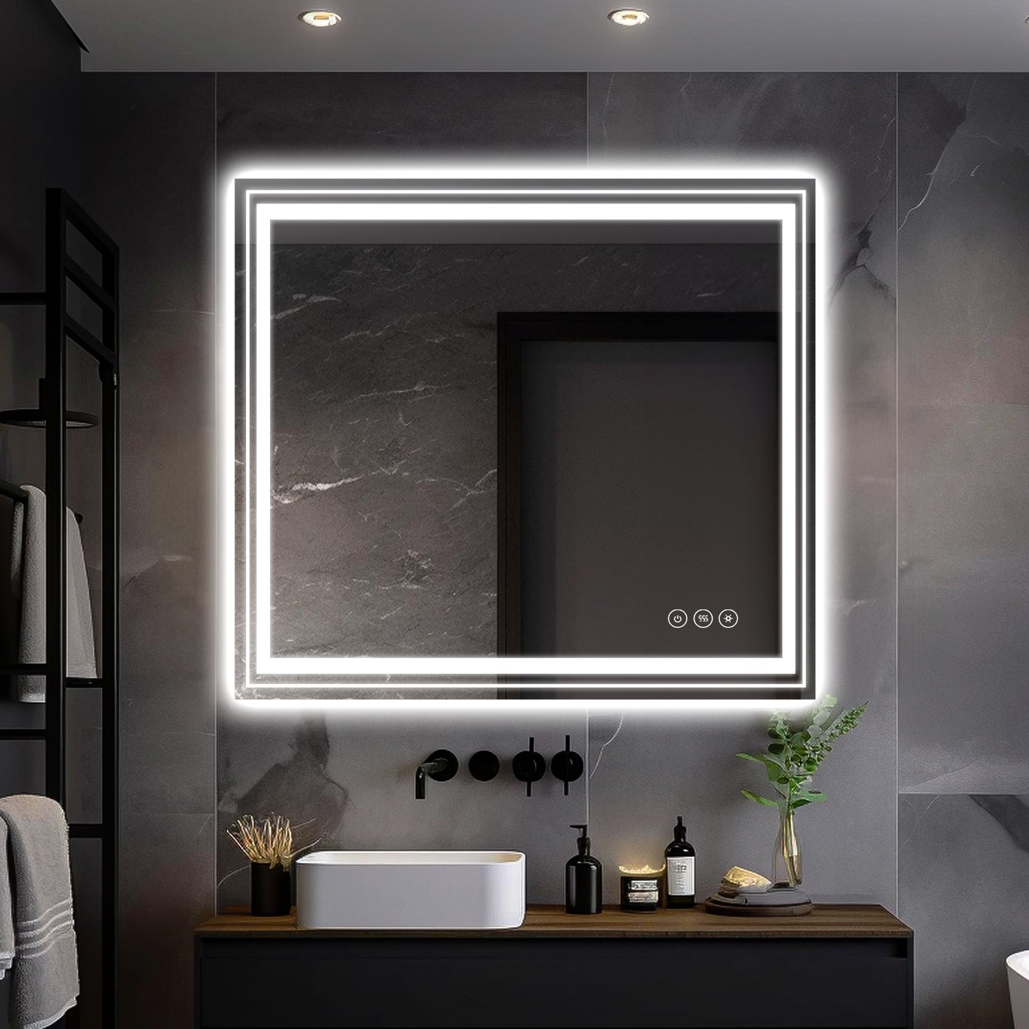 36 x 30 Inch LED Dimmable Memory Touch Bathroom Vanity Mirrors