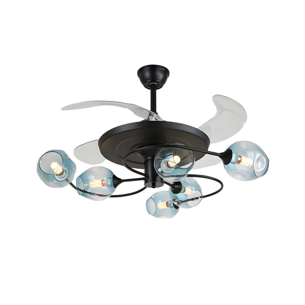 41 - in 4 Blades Ceiling Fan Lights with 6/8 - Light Glass Shades, Remote Control