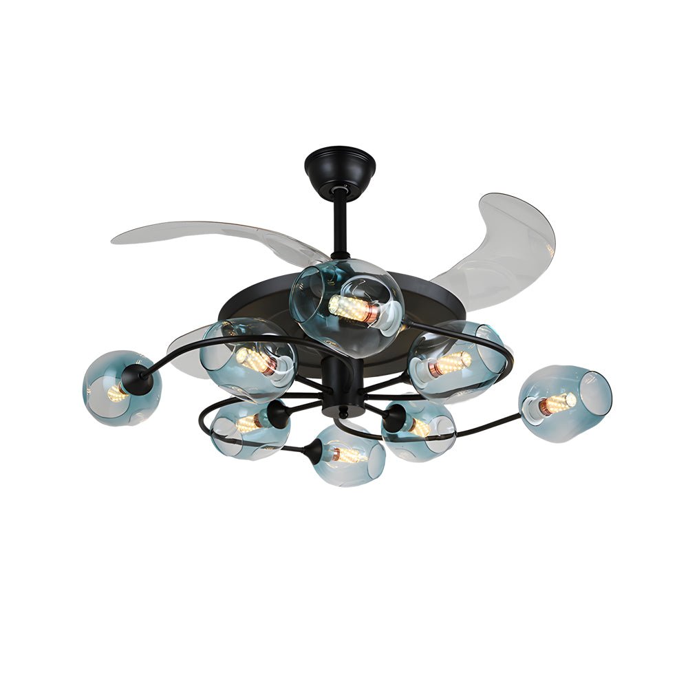 41 - in 4 Blades Ceiling Fan Lights with 6/8 - Light Glass Shades, Remote Control