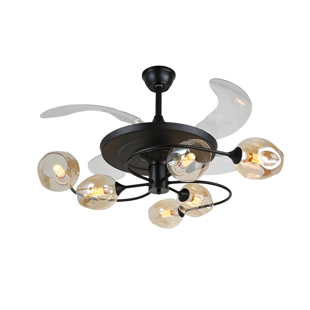 41 - in 4 Blades Ceiling Fan Lights with 6/8 - Light Glass Shades, Remote Control