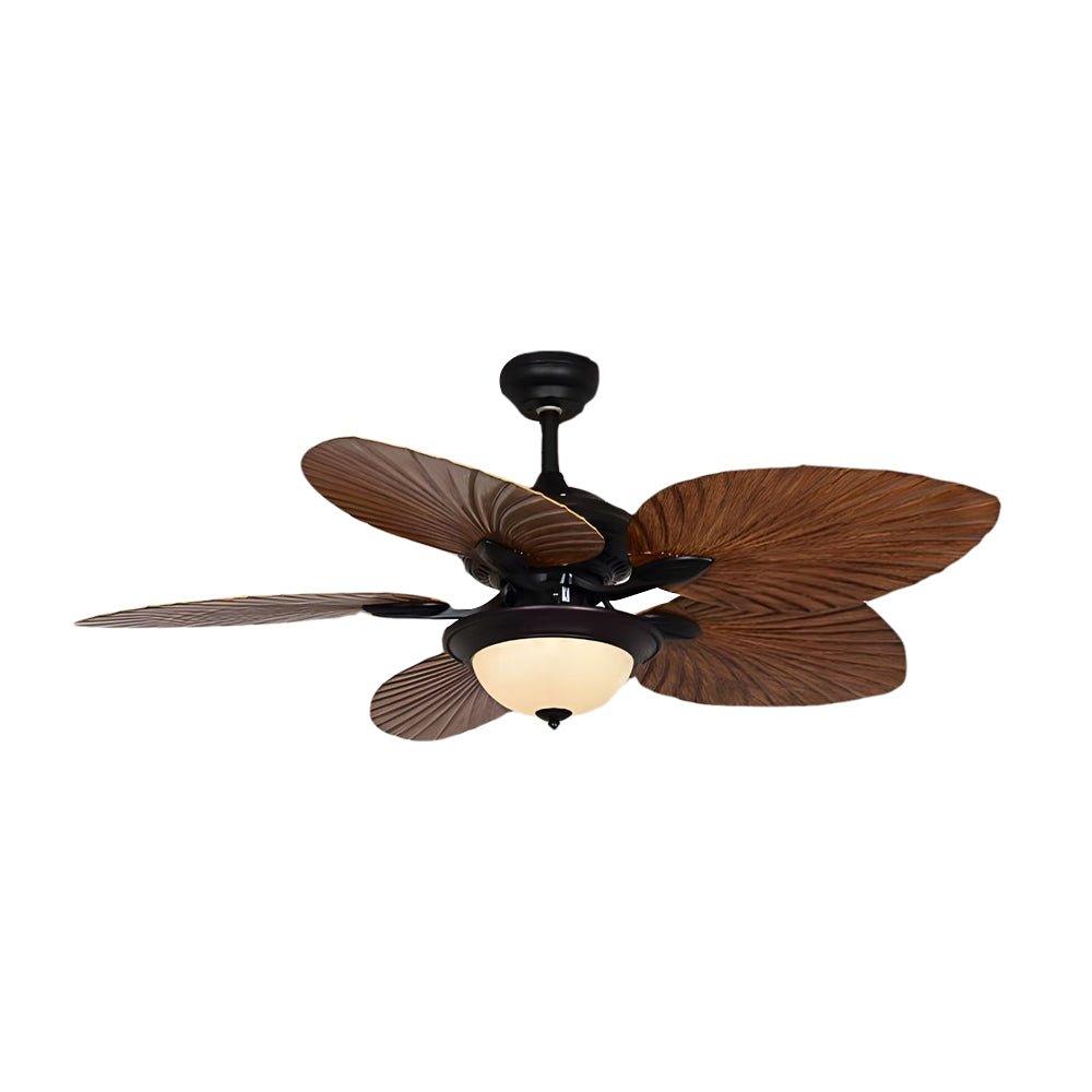 42/52 - Inch LED Tropical 5 Brown Blades Reversible Ceiling Fan Light with Remote Control