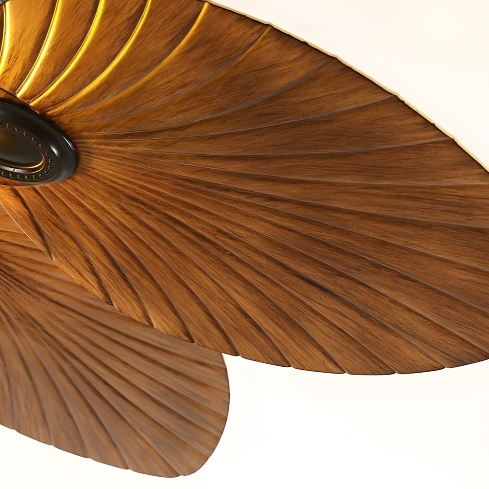 42/52 - Inch LED Tropical 5 Brown Blades Reversible Ceiling Fan Light with Remote Control