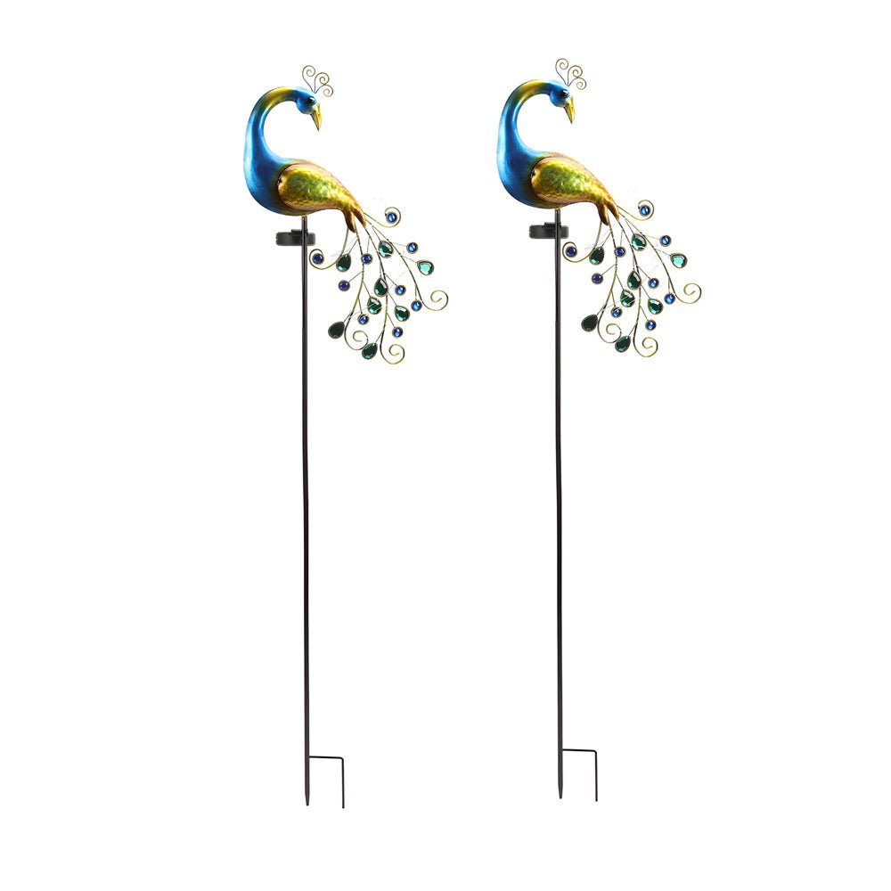 43.7 In. Peacock Solar - Powered Garden Stake - 2 - Pack