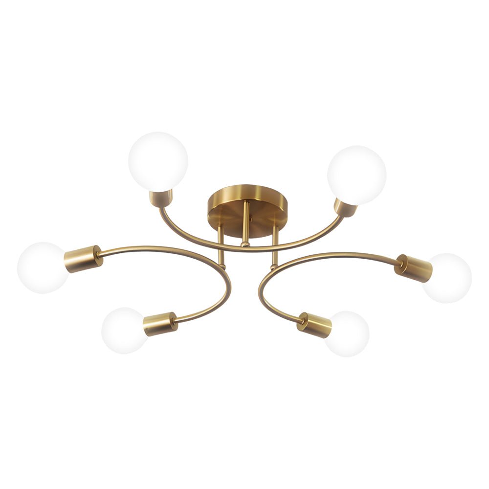 4/6/8 - Light Curved Arms White Shade Modern Ceiling Light Fixture
