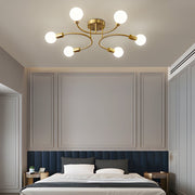 4/6/8 - Light Curved Arms White Shade Modern Ceiling Light Fixture