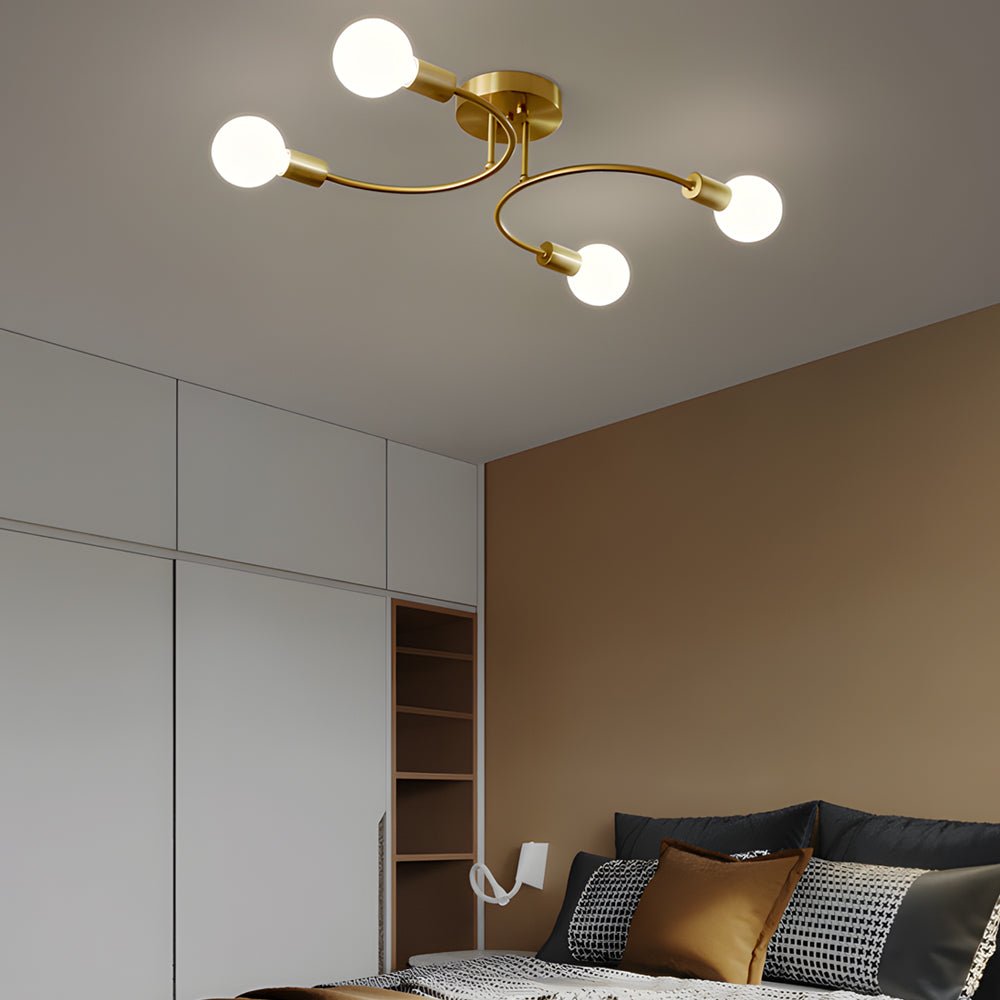 4/6/8 - Light Curved Arms White Shade Modern Ceiling Light Fixture