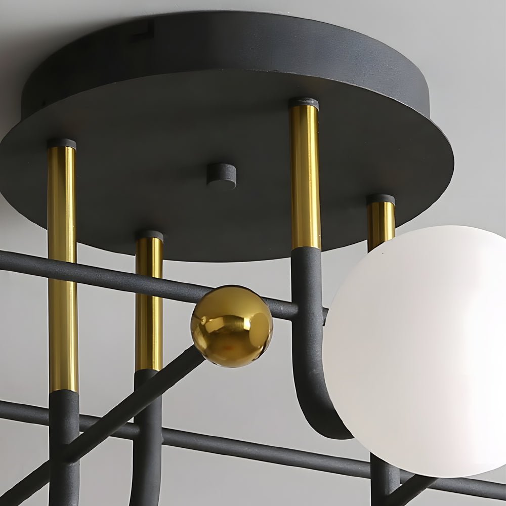 4/6/8 - Light Modern Sputnik Globe Semi - Flush Mount Light with White Glass Shade