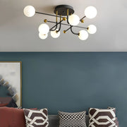 4/6/8 - Light Modern Sputnik Globe Semi - Flush Mount Light with White Glass Shade