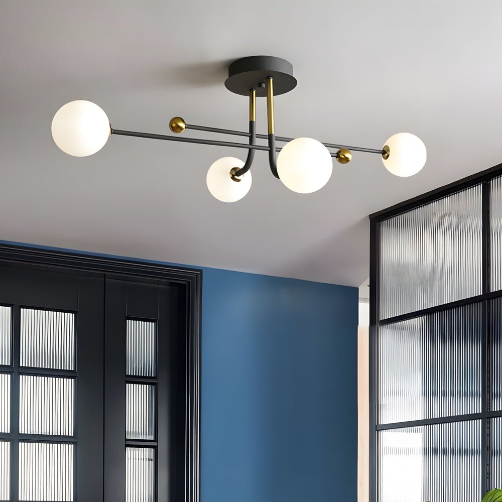 4/6/8 - Light Modern Sputnik Globe Semi - Flush Mount Light with White Glass Shade