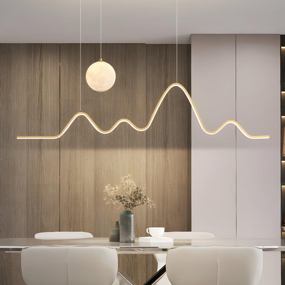 47.24'' Modern Wavy Linear Moon LED Kitchen Island Pendant Light - Dazuma