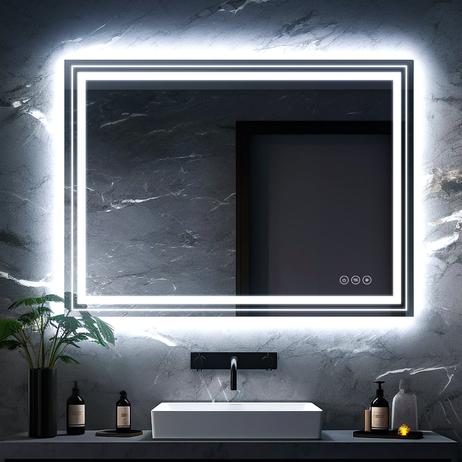 36 x 30 Inch LED Dimmable Memory Touch Bathroom Vanity Mirrors
