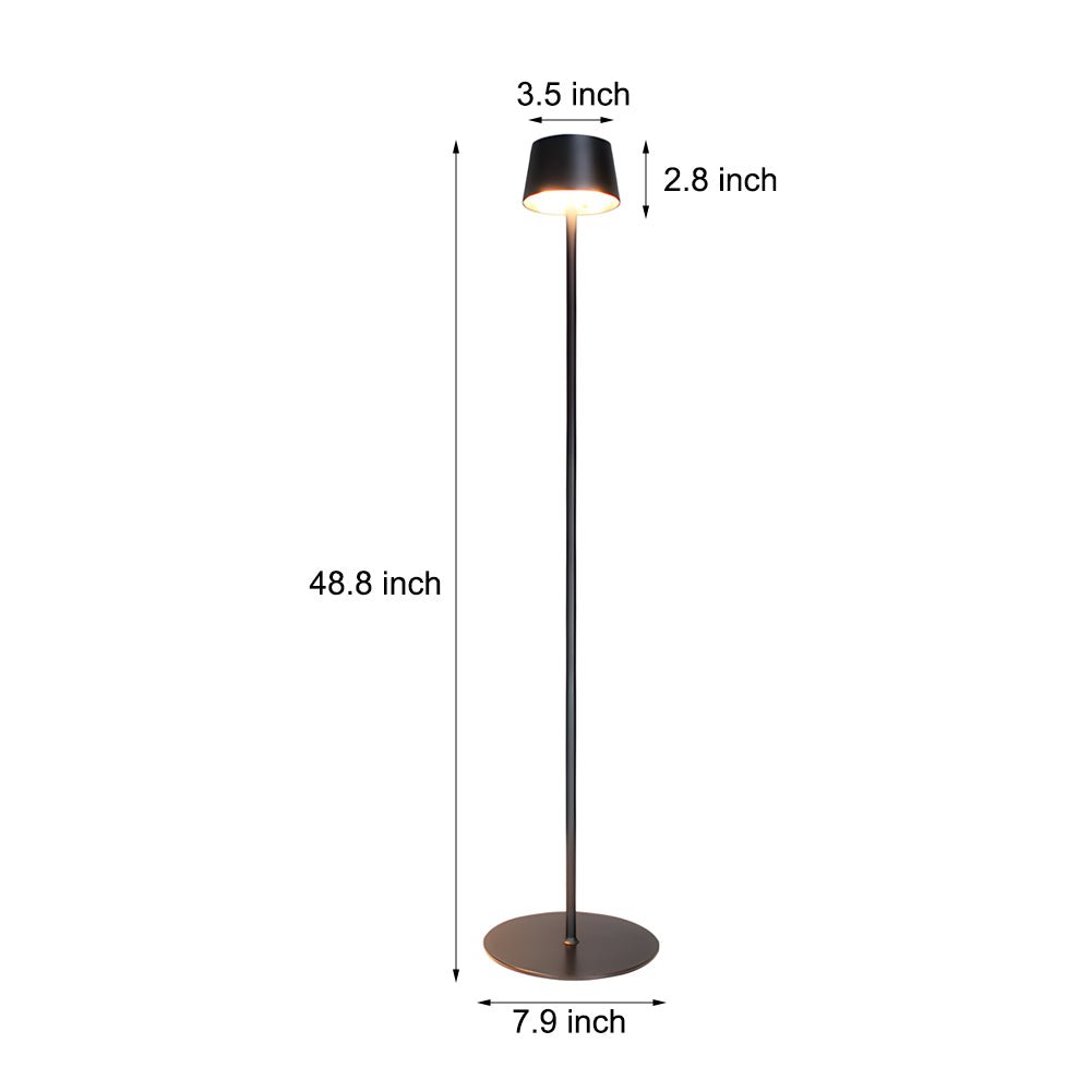 48.8 - in Black Touch Dimming LED Rechargeable Floor Lamp