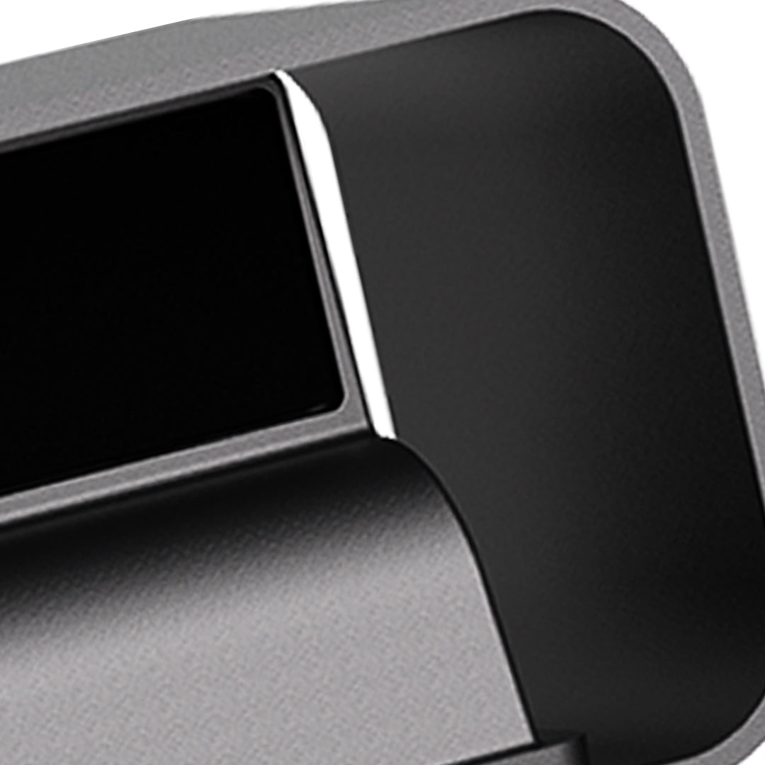 Compact outdoor wall light with adjustable black shade and motion detection capability