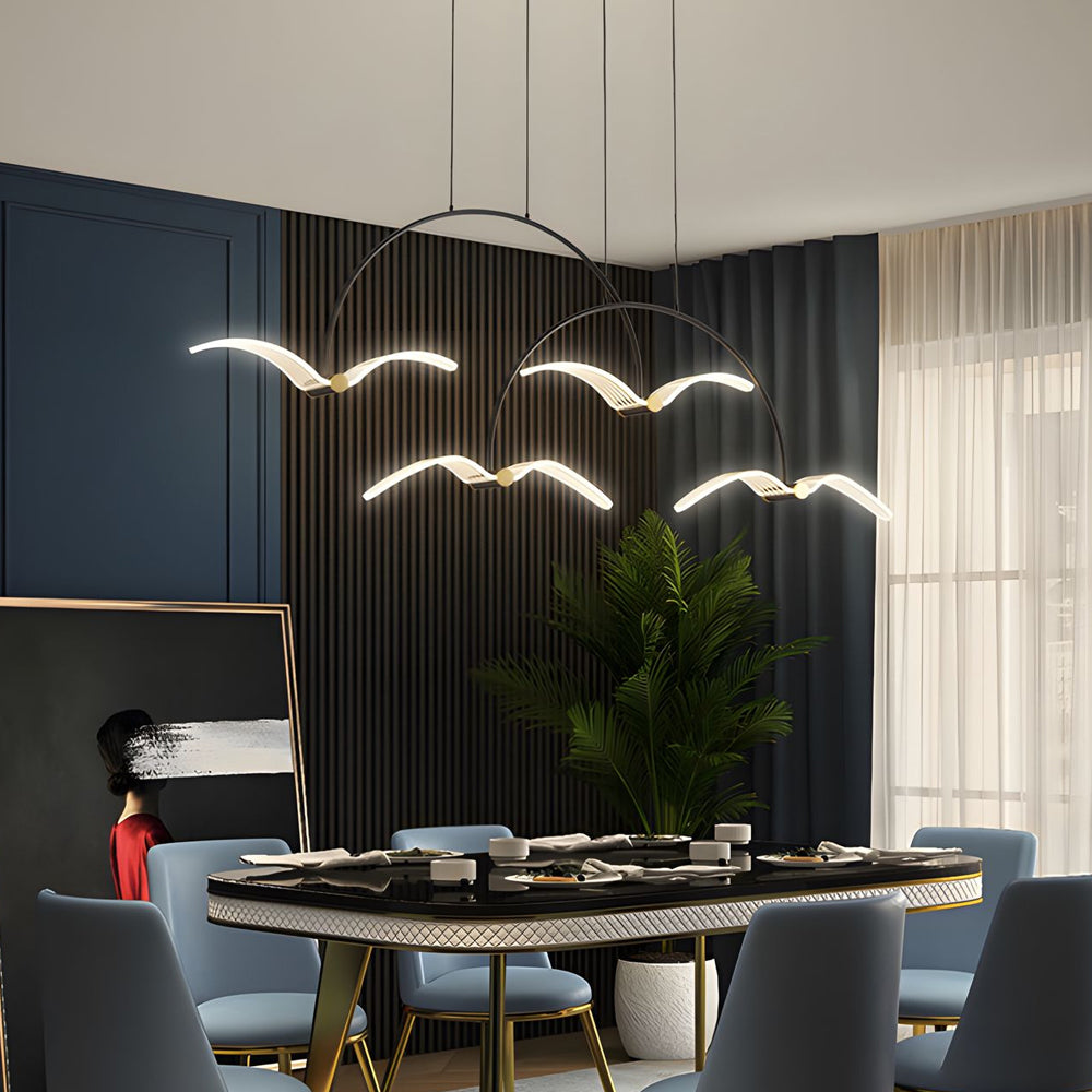 2/4-Light Modern LED Acrylic Seagull Linear Chandelier for Dining - Dazuma
