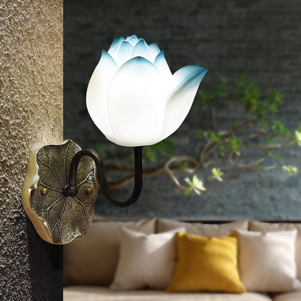 Lotus Flowers Resin Three Step Dimming Creative Modern Wall Lights Fixture