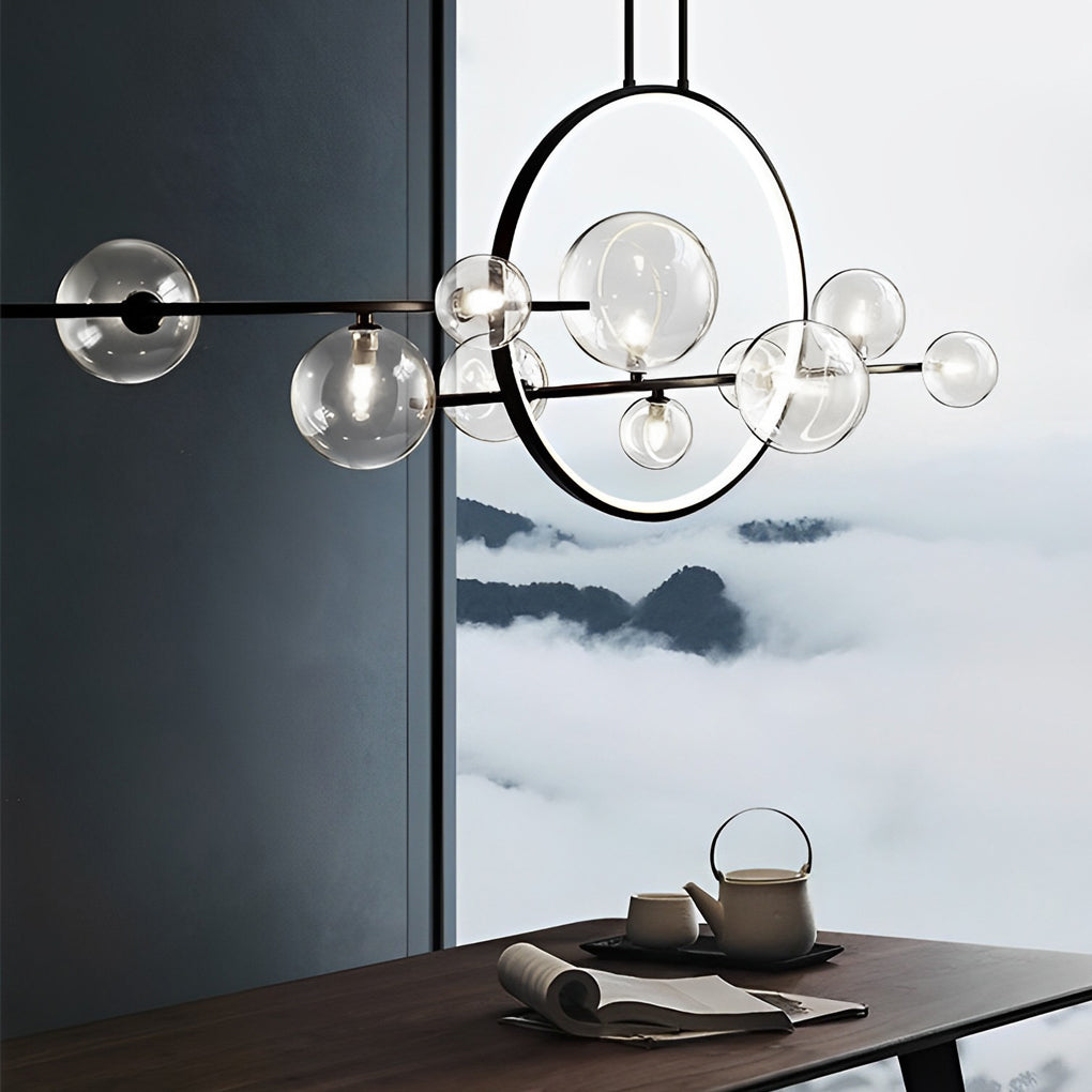 Moon Glass Bubbles LED Black Postmodern Dining Room Chandeliers
