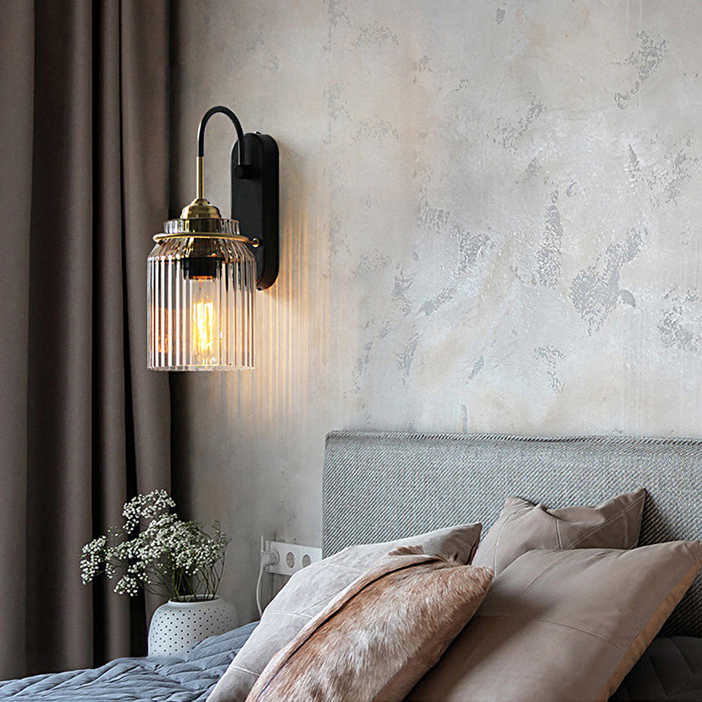 Round Funnel Wavy Glass Shade LED Modern Wall Lamp Wall Sconces Lights - Dazuma